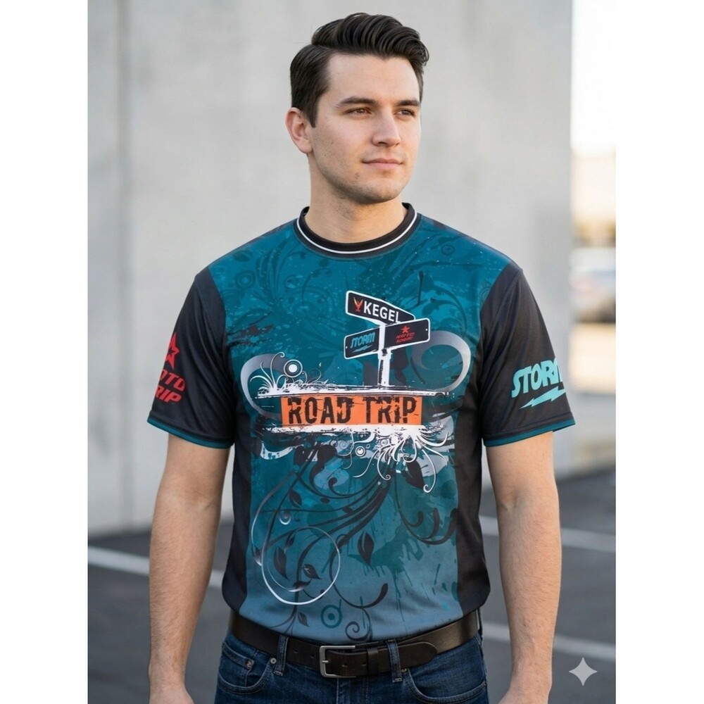 Kegel Storm Roto Grip Bowling Jersey Road Trip Graphic Performance Shirt L